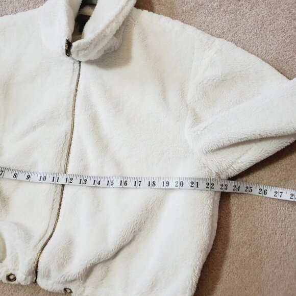 Sans Souci White Fleece Teddy Boxy Zip Streetwear Cozy Shacket L - Picture 4 of 7